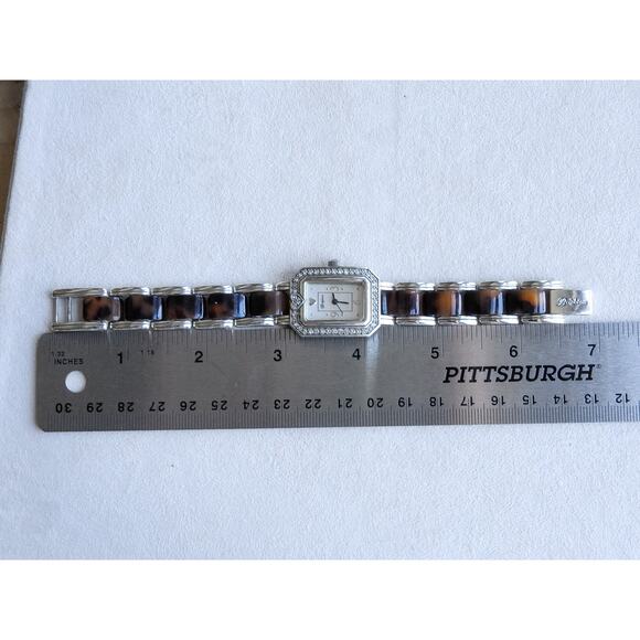 Brighton Encino Ladies Dress Watch Turquoise Shell Rhinestone Retired 7" Works - Picture 5 of 8